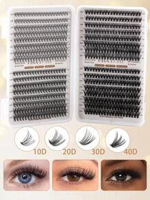 640PCS A DIY Eyelash Extension Kit - Mixed Lengths Of 10-16Mm, Featuring 10D, 20D, 30D, And 40D ,50D,60D,80D,100D Clusters, Cat Eye, Cosplay, Russian Volume, Natural, Thick, And Dramatic Styles, Including Adhesive And Sealing Glue, Tweezers, Beginner-Friendly, 0.07Mm Thickness, D Curl, Suitable For Home Use.