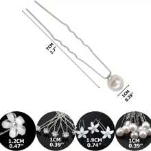 10/20pcs. Elegant Faux Pearl Hair Clips And Flower Hair Accessories - Suitable For Weddings, Parties And Festivals - Wedding Hair Accessories | Elegant Hair Clip Design | Durable U-Shaped Rhinestone Flower Hair Clips, Hair Accessories
