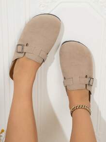 Nuevas sandalias de corcho cerradas tipo mula para niña 2025, pantuflas de corcho suaves tipo slip-on