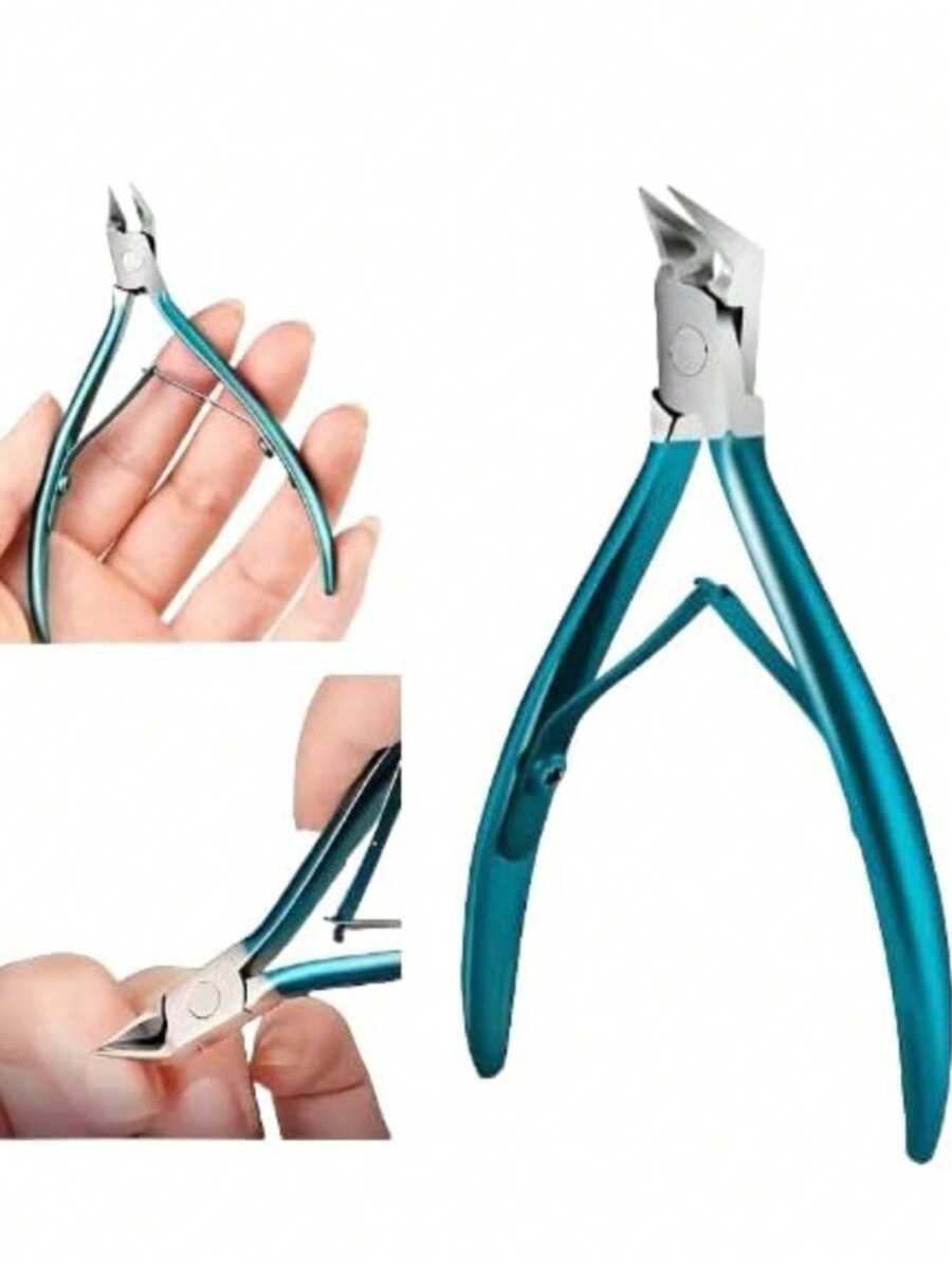 AIRCUN Professional Nail Trimming Kit With Stainless Steel Tools, Multi-Function Dead Skin Remover For Ingrown Toenails, Hangnails, Calluses, And Paronychia, Ergonomic Handle Design With Nail File & Cuttle Pusher (White/Blue)