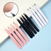 6pcs Stainless Steel Eyebrow Clip Tweezers Set, Includes 2pcs Crescent Eyebrow Razors, Makeup Tool Grooming For Women