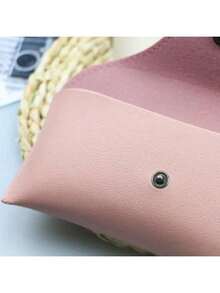 1pc Portable Leather Glasses Case PU Leather Soft Sunglasses Pouch Slim Case For Women Unisex Eyeglass Case Eyewear Accessories(5 Colors For Choose) Pink Travel Essentials Travel Accessories Vacation Summer Holiday Back To School - Multicolor - View 3