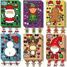6pcs/12pcs Christmas Sticker Set, Santa Claus, Snowman, Deer Design, DIY Decal, For Christmas Party Favors, Gift Bags, Models, Birthday Decorations