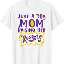 Just A 90s Mom Raising Her Rugrats Women's Cotton Tshirt, Premium Cotton Quality Print, Durable And Longlasting, Casual Fashion - trắng - Xem 1