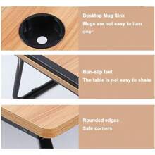 Foldable Computer Desk Desk On Bed Adjustable 5-Speed Lifting Laptop Table Lazy Table With Cup Holder Anti-Skid Strip