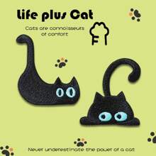 Iron-On Embroidered Patch, Cute Blue-Eyed Black Cat Embroidery Cloth Patch, Soft & Adorable Decoration For Scrapbook, Bag, Clothes Hole Cover, Self-Adhesive