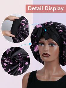 1 Stück Satin Bonnet mit Sternenmuster und Mond Personalisierung, breiter elastischer Satincap Nachtmütze