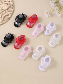 一套5双婴儿玻璃丝蕾丝袜。这些可爱的公主风格幼儿袜子，夏季穿着舒适透气，是女婴生日派对的时尚袜子。婴儿袜，新生儿袜，幼儿袜 - 彩色 - 查看 5