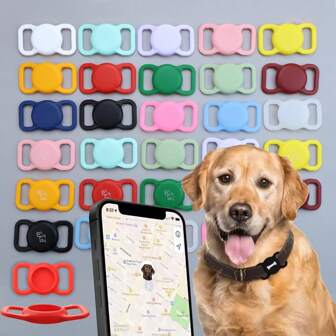 1 件防摔硅胶 Airtag 保护套、宠物项圈 GPS 定位器软套、带挂绳的 Airtag 追踪器支架