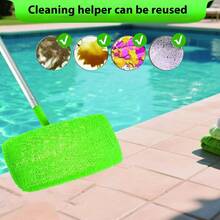 7/10pcs Reusable Mop Pads - , Highly Absorbent, Green With White Trim Polyester Fiber, Designed For Campus Floor Care, Efficient Cleaning Tool, Reusable