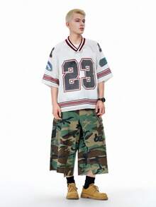 INFLATION 镂空网眼数码印花短款 T 恤 - 紅白色 - 查看 3