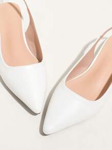 Elegant Solid Color Women Shoes, With Ankle Strap, Low Lightweight Low Heel, Pointed Toe - Women's Flats