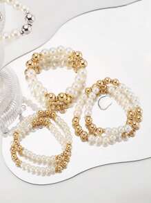 Set de 8 piezas Pulseras elegantes y de moda con cuentas en forma de cruz y corazón, pulsera tejida multicapa adecuada para vacaciones, fiestas, citas y uso diario