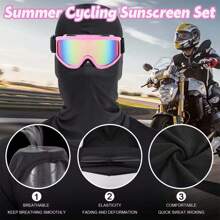 Summer Sun Protection Breathable Package - High Performance PC Lenses And Frames And Ice Silk Masks For Motorcycles, Fishing, Mountain Biking And Outdoor Sports For Men And Women