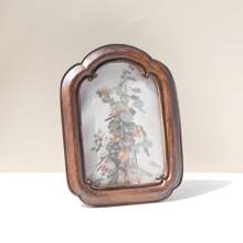 SUSUZUKU 1pc Vintage Retro Resin Picture Frame, American/European Countryside Style, Dark Wood Color Background Home Decor Photo Frame