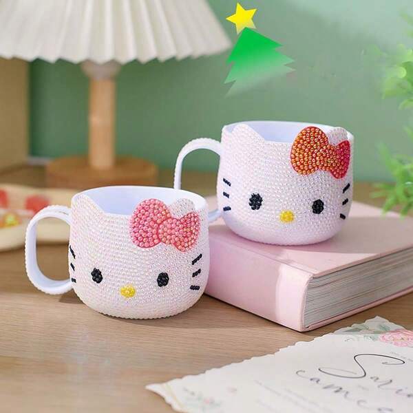 Sanrio Sanrio Hello Kitty Mini Cute Cartoon High Beauty DIY Brick And Stone Mug, Toilet Cup, Couple Cup, Milk Cup, Comes With DIY Material Pack, Comes As A Gift To Ladies' Best Friends