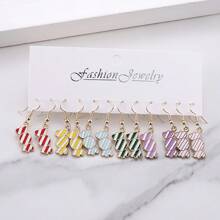 6 Pairs Cute Mini Food & Candy Charm Hoop Earrings, Holiday Gift, Party Favor For Women And Girls