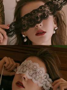 1pc Solid Color Lace Flower Masquerade Eye Mask, Elastic Headband, Soft Inner Layer, Lace Decorated Face Mask, Couples Role-Playing Kit, Suitable For Romantic Nights, Sexy Parties