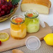 10pcs 4oz/100ml Glass Jars With PE Lids, Transparent Yogurt Jars, Glass Pudding Containers, Ideal For Jam, Honey, Wedding Supplies, Shower Favors - Multicolor - View 5