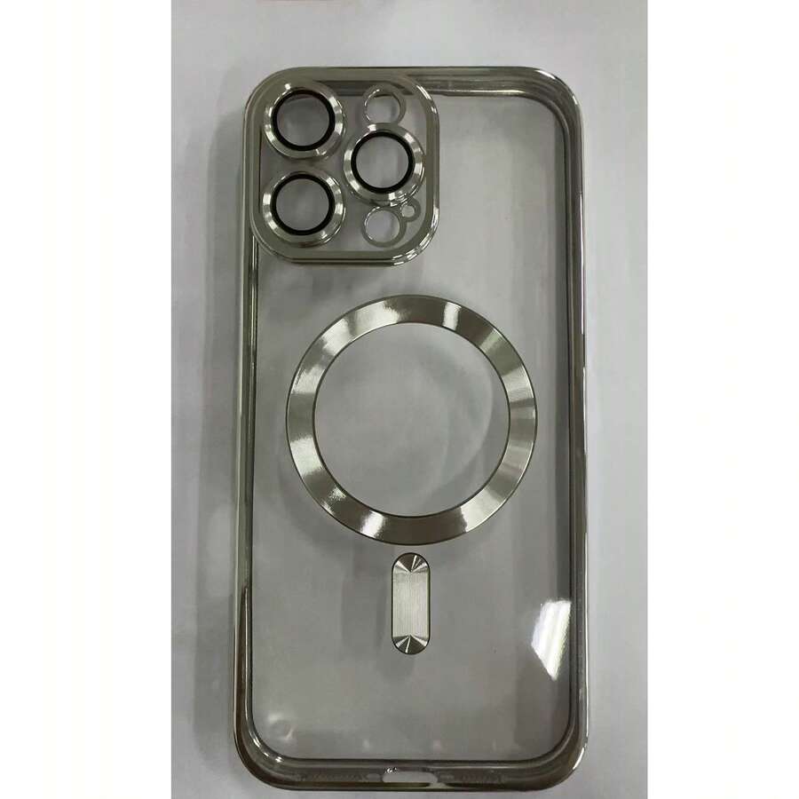 Funda magnética electrochapada para carga inalámbrica. Compatible con phone 1, 12, 13, 14, 15, 16 Pro y 16 Pro Max. 1 unidad. - Plateado - Ver 1