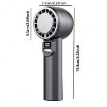 1 pieza Ventilador de mano mini recargable por USB, diseño sin aspas con turbina, motor sin escobillas de 13000RPM, potente turbo, 100 niveles, pantalla LCD, funcionamiento silencioso, larga vida útil de la batería, ventilador portátil para exteriores, ventilador regalo de artesanía exquisita