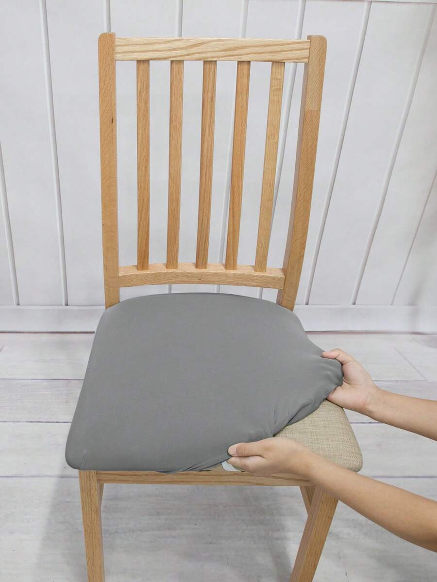 1pc Solid Color Elastic Lounge Chair Seat Cushion Cover, Washable Removable Chair Protector Slipcover, Fits Living Room, Home, All Seasons, Universal Size