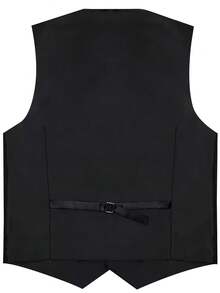 Men's Shiny Metallic Vest For Formal Party, Wedding Tuxedo Waistcoat With Bowknot - Silver - View 2