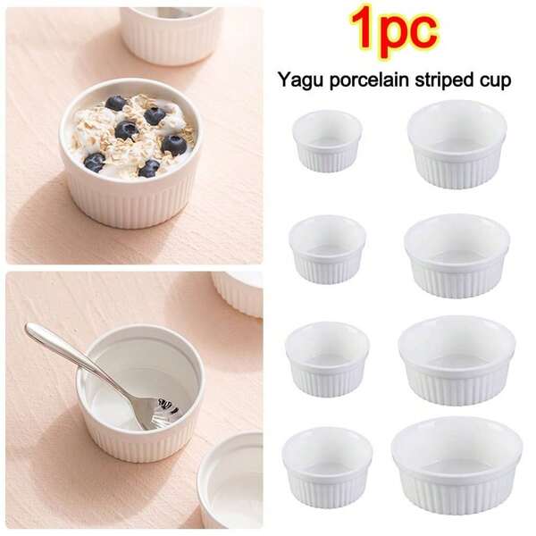2-6 Zoll Keramik-Pudding-Schale hitzebeständige Ofenbackschale Kuchen Dessert Eiscreme Schale Baby-Dampf-Ei-Schale Küchengeschirr, Schulbedarf