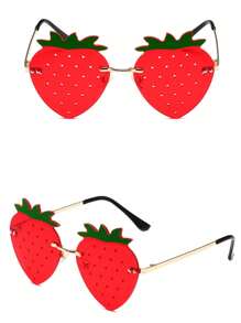 1 Piece Of Frameless Strawberry Glasses, Funny Personalized Unframe Party For Men And Women, Dance Party Glasses,