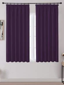 VEHEDE 两套米色遮光窗帘适用于轨道系统窗帘短款不透明卧室窗帘不透明荷叶边胶带 - Lila - 查看 16