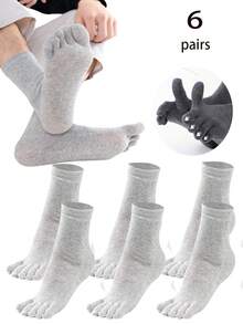 3/6/9 Pairs Men's Solid Color Straight Mid-Calf Toe Socks, Unisex Back To School Pride Month(US) Antibacterial Moisture Wicking Fabric, Suitable For Men And Women, All Seasons, Seamless Fit Any Foot - Multicolor - View 13