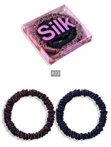 SUNCDELV SLIK 2pcs 100% Mulberry Silk Hair Scrunchies, High Quality Hair Ties (22mm), Women & Girls Hair Accessories, Pink Gift Box Ponytail Holder - Multicolor - View 24