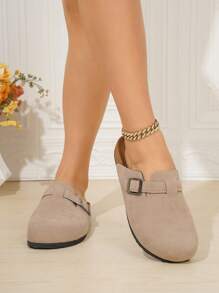 Nuevas sandalias de corcho cerradas tipo mula para niña 2025, pantuflas de corcho suaves tipo slip-on