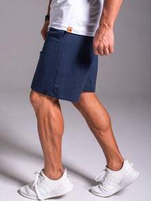 Men's Bermuda Shorts With Ties And Elastic, Gym/Casual Shorts. - 藏蓝色 - 查看 5