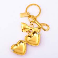 rongji jewelry Bow Heart Locket Bag Charm Exquisite Glitter Pendant Keychain Accessory For Purses Bags Handbags