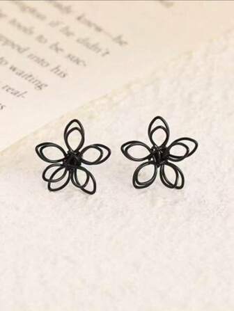 一对手工几何花卉耳环