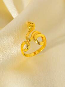 1 Pc Adjustable Size Fashion All-Match Minimalist European & American Style Party Hit Hollow Carved Flower Chinese Style Retro Exquisite Car Flower Galaxy Crescent Knife Pattern Cat Paw Colorful Beaded Interconnected Versatile Classic Series Flower Pattern Exquisite Open Ring, Irregular Elegant Snake Ring With White Zirconia