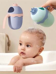 1 pieza Taza de champú con diseño de oso de dibujos animados, taza para rociar agua para el baño, taza de champú para bebé, taza para enjuagar la ducha, taza para enjuagarse - Multicolor - Ver 3