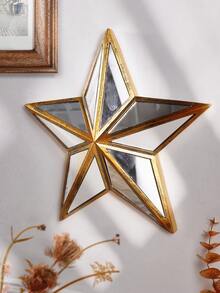 1pc Creative Resin Made Gold & Silver Tone 5-Pointed Star Home Decor Crafts, Wall Hanging With Mirrored Star Surface