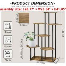Plant Stand 5 Tier Indoor Metal Flower Shelf For Multiple Plants Corner Tall Flower Holders For Patio Garden Living Room Balcony Bedroom, Black (5 Tier-Black) - 7 Tier-Black+Rustic Brown - View 4