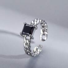 1 Stück asymmetrisch designter Zirkonia Offener Ring für Damen, exquisit einfacher minimalistischer Fingerring
