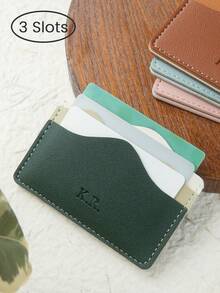 Takeoak 1pc Customized Name Card Holder, Personalized Letter Combination Credit Card Wallet, Minimalist Thin Card Case Inspired By Natural Mountains And Seasons, Faux Leather Material, Ultra-Thin Front Pocket Wallet, Can Store ID Cards, Cute And Fun Slim Card Organizer - Multicolor - View 5