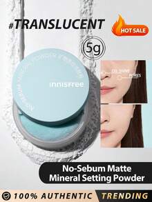 Innisfree No-Sebum Matte Mineral Setting Powder 5g, Korean Makeup, Blurring Loose Powder, Fragrance Free, Translucent - 5g - View 9