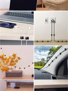 50Pcs Cable Clips Organizer Drop Wire Holder Organizer Clamp USB Data Line Home Wire Clips Accessories Cord Management Self-Adhesive Cable Manager Fixed Clamp Wire Winder - Multicolor - View 6