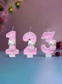 Sanrio 1 pezzo - Candela per festa di compleanno/festival a tema Sanrio, Dolce candela rosa di Hello Kitty, disponibile nei numeri da 0 a 9, decorazione per torta adorabile a forma di gattino