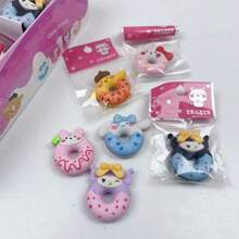 Sanrio 6pcs Sanrio Donut Shaped Erasers, Cute Cartoon Design School Supplies & Student Gifts, Stationery School Supplies,Back To School