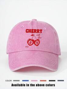 1 Pc Cherry Print Adjustable Baseball Cap, Outdoor Sun Protection Casual Hat Suitable For Spring, Autumn, Travel, Beach, Y2K Style Youth Cap - Baseball Cap - View 11