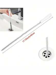 1 pieza Cepillo flexible para limpiar tuberías de drenaje, apto para fregaderos de baño y cocina, herramienta manual para eliminar obstrucciones, artículos de limpieza de plomería para el hogar.