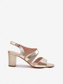 女士时尚百搭通勤高跟凉鞋，夏季