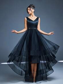 Mgiacy New Romantic Bridesmaid Chiffon Maxi Dress With Ruffle Flounce Shoulder Design